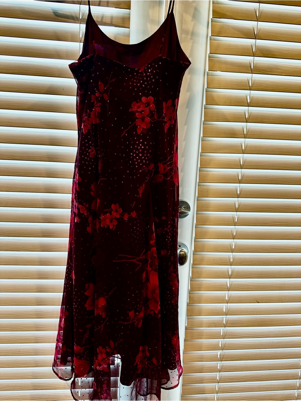 Slip Midi Dress in Deep Burgundy Floral